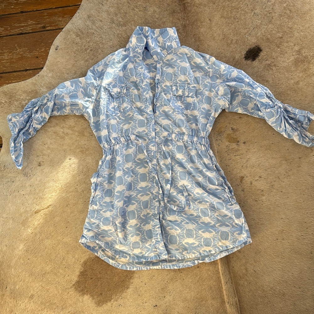 Three Islands Crab-print Beach Coverup